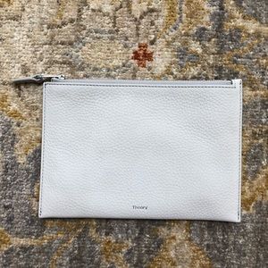 Theory medium zip pouch grey leather